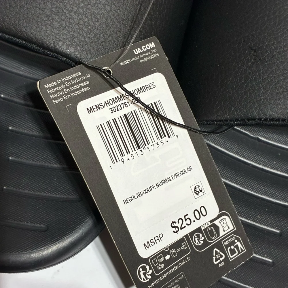 Under Armour Ansa Slides - Black - Size 14 - New